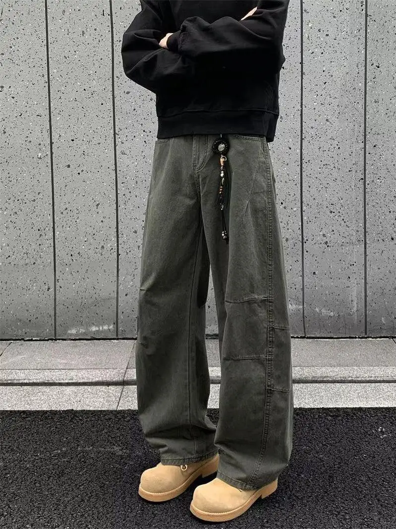 

American Sle Vintage Loose Casual Pants Men's Spring New Faion Match Straight Leg Wide Leg Workwear Long Pants