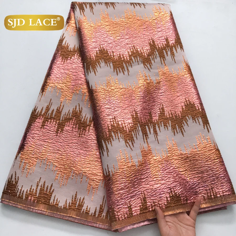 

SJD LACE African Damask Lace Fabrics 2025 Latest Nigerian Jacquard Brocade French Women Gilded Lace for Wedding Dresses Sew 4269