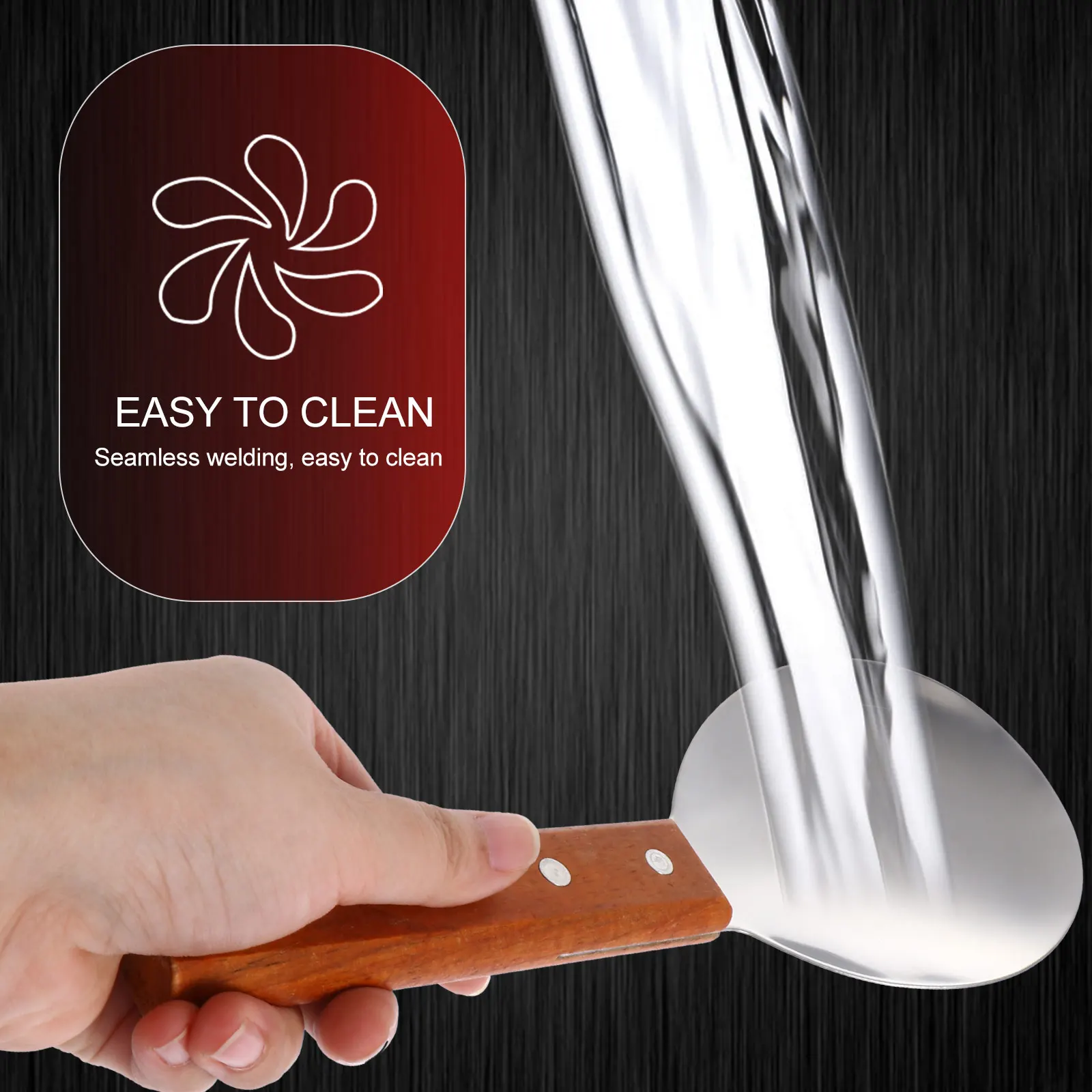 

2Pcs Large Size Rice Scoops Stainless Steel Non-Stick Kitchen Spoons Easy to Clean Exquisite Design Ergonomic Cooking