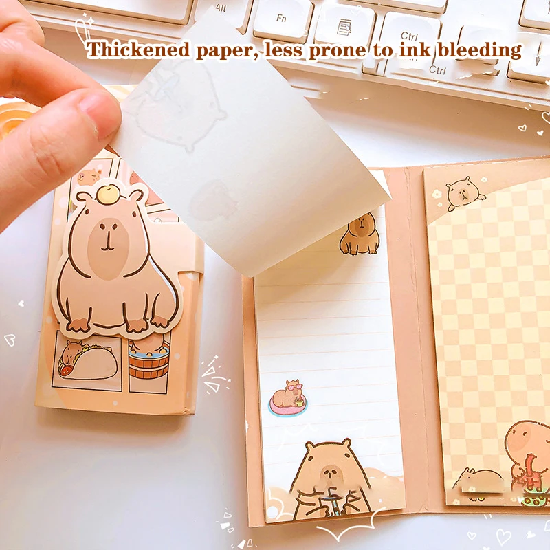 Mini Notebook Portátil Kawaii, Pequeno Bloco de Notas, Notas Diárias, Capivara Mão Livro de Contas, Papelaria Bonito, Escritório e Material Escolar