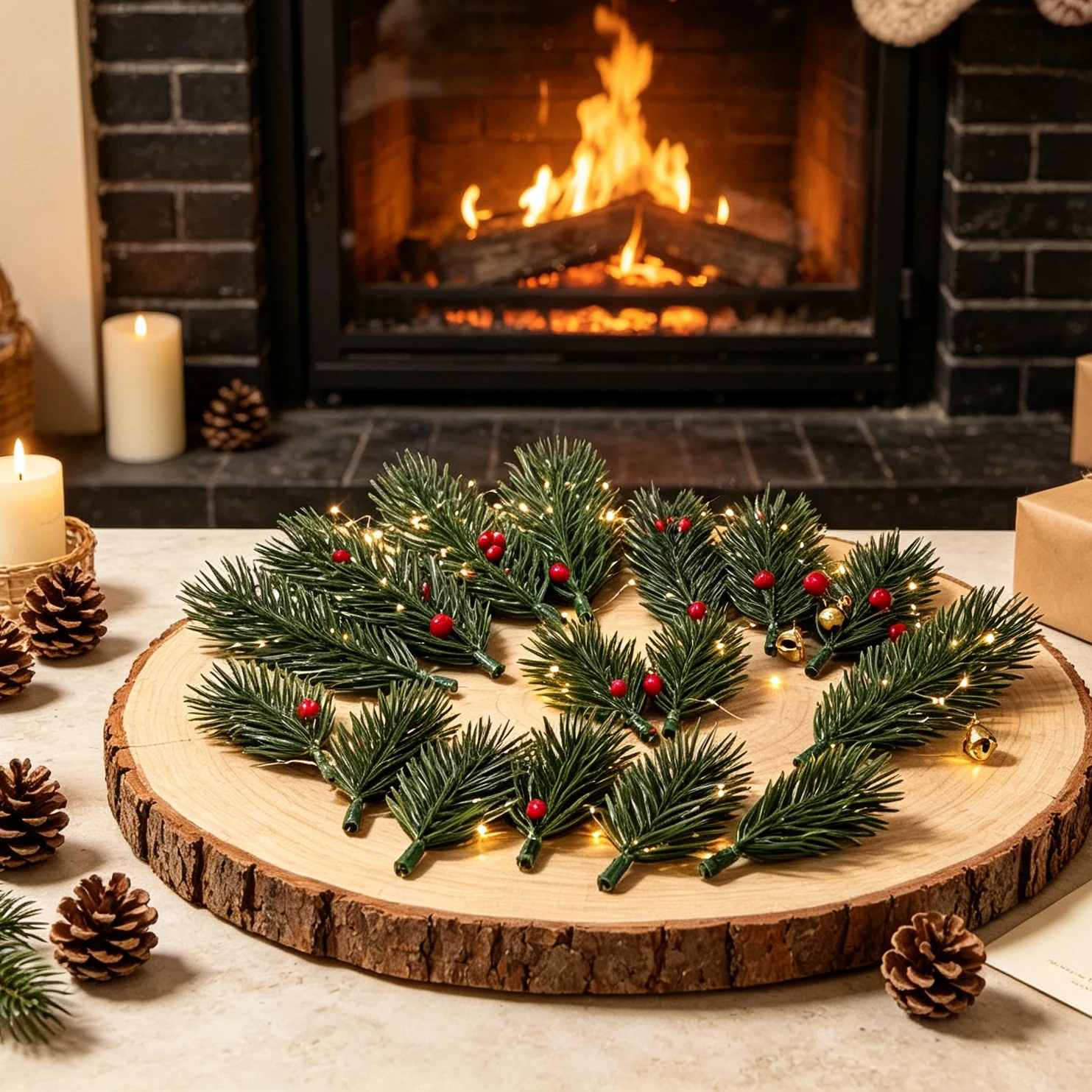 40/80Pcs Artificial Plants Pine Needles Christmas Tree Filler Outdoor Wedding Holiday Garden Home Table Wall Vase DIY Decoration