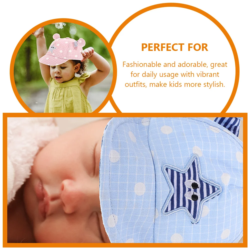 

2 Pcs Baseball Hats Toddler Baseball Cap Hat Spring Autumn Baby Fabric Youth Child Cap Cartoon Design