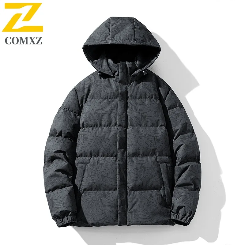 

COMXZ хлопковое пальто мужское зимнее новое пуховое хлопковое теплое с капюшоном повседневное трендовое короткое толстое камуфляжное пальто с подкладкой 2306 3091