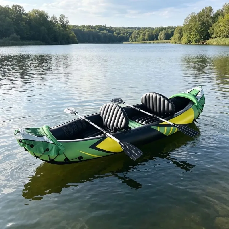 Inflatable Canoe for Two - Portable Inflatable Kayak/Raft for Outdoor Fishing and River Rafting Fast Delivery