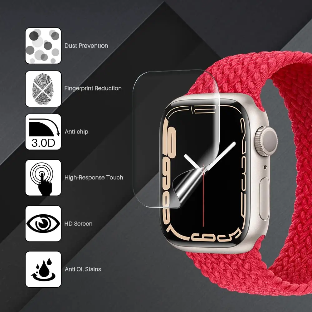 Protector de pantalla transparente, película protectora completa para Apple Watch de 49mm, 45mm, 41mm, 40mm, 44mm, 42mm, 38mm, iWatch seire 7, 6, 5, 4, 3, se, 8 Ultra