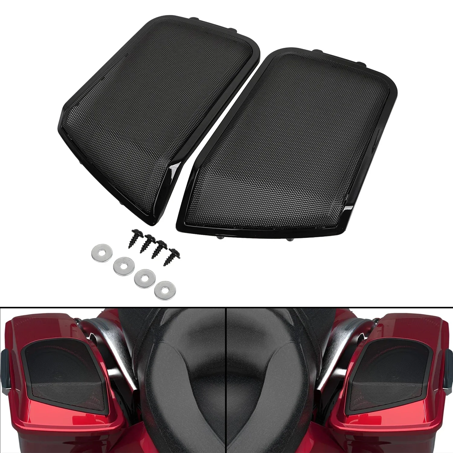 Motorcycle For Harley 2014-2023 Saddlebag Speaker Lid Grills Cover Touring Electra Street Glide Road King FLHTCU FLHX FLTR FLHR