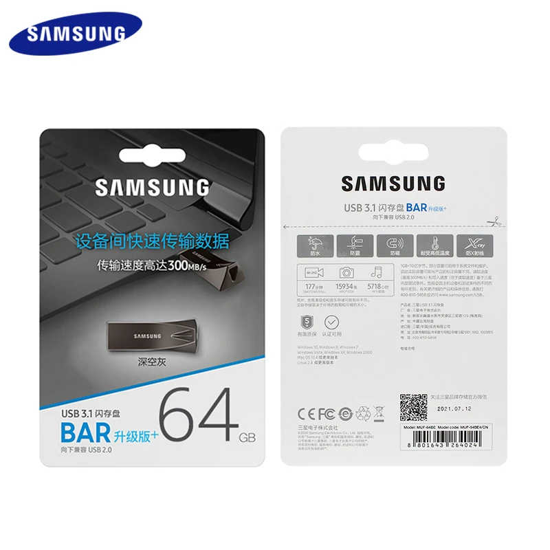 Samsung Pendrive USB 3.2 Flash Drive 128GB 64GB 256GB 400MB/S 100% Original Memory Stick High Speed U Disk for Laptop Desktop