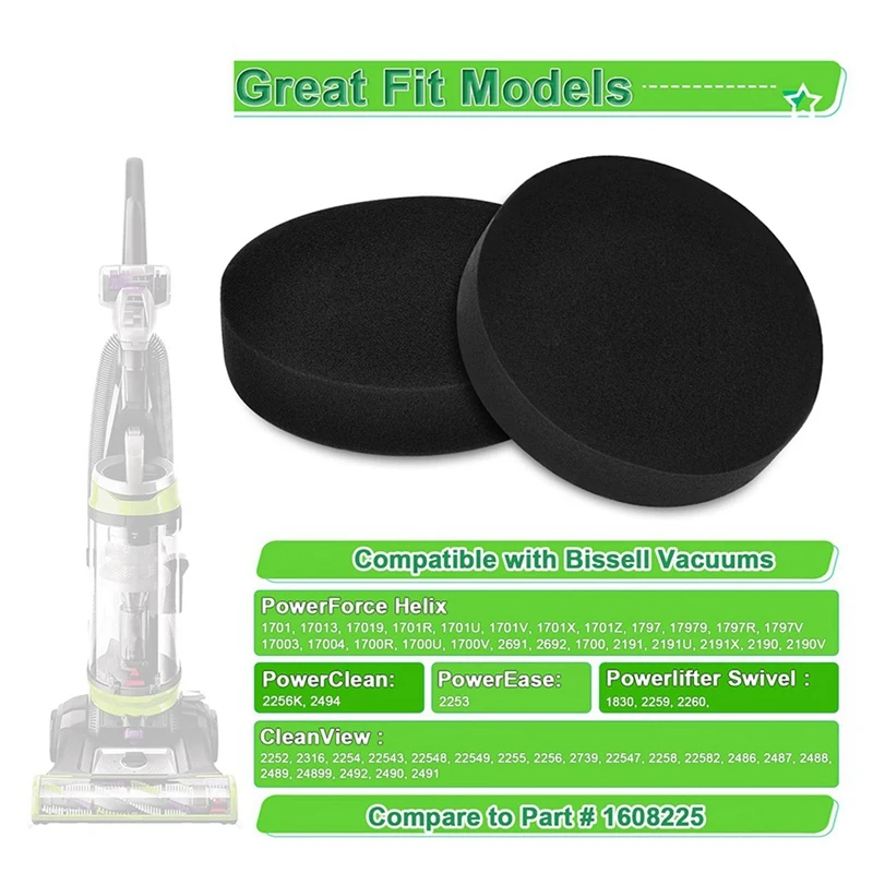 Replace Filter For Bissell Powerforce Helix Turbo 1797 2190 Cleanview Rewind 2258 2492 2254 Vacuum Cleaner,Part 1608225