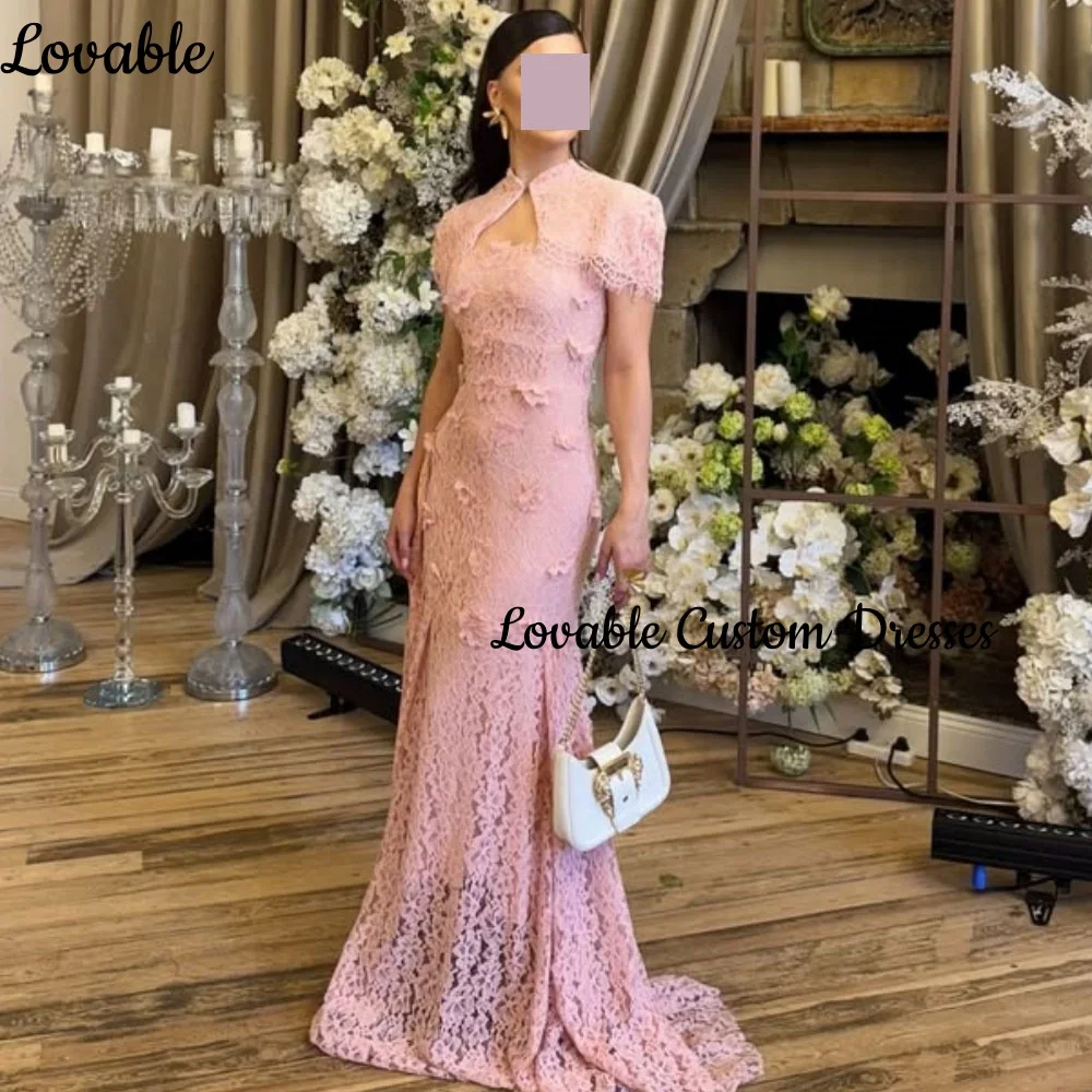 

فساتين سهرة Свадебное платье на заказ с овальным вырезом на молнии Вечерние платья Кружева длиной до пола A-Line Cap Straps Party