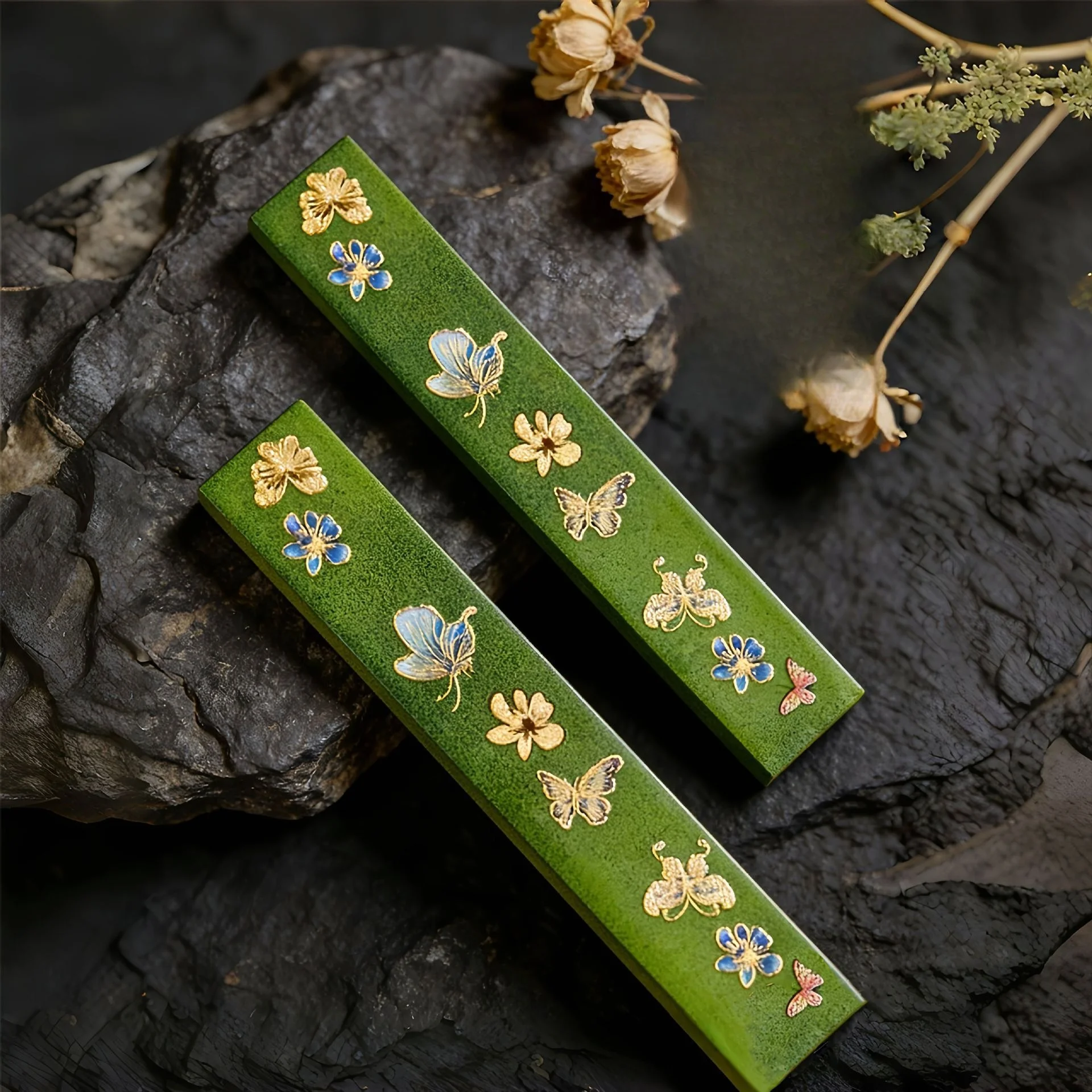 Brass Painted Paperweight Ruler Paper Press Gift Box For Beginner Calligraphy Practice Desk Decor Ornament