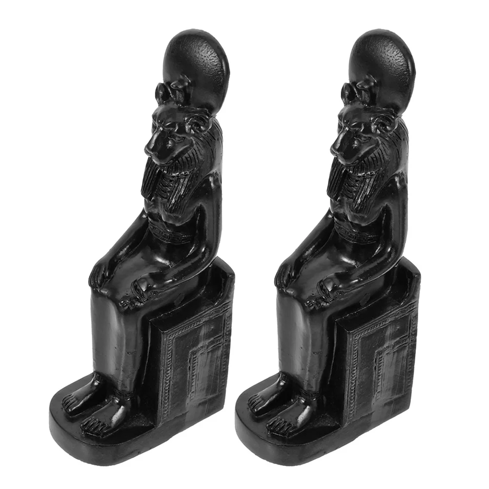 

2Pcs Sphinx Egyptian Statue Resin Tabletop Decor Home Office Creative Ancient Egyptian King Sculpture Ornament