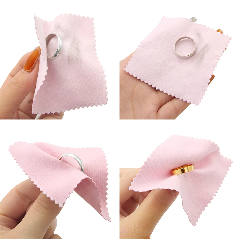 40pcs Silver Polish Polishing Cloth Jewelry Cleaning Anti Tarnish Reusable Small Soft Wiping Cloth Keep Jewelry Shining Tools