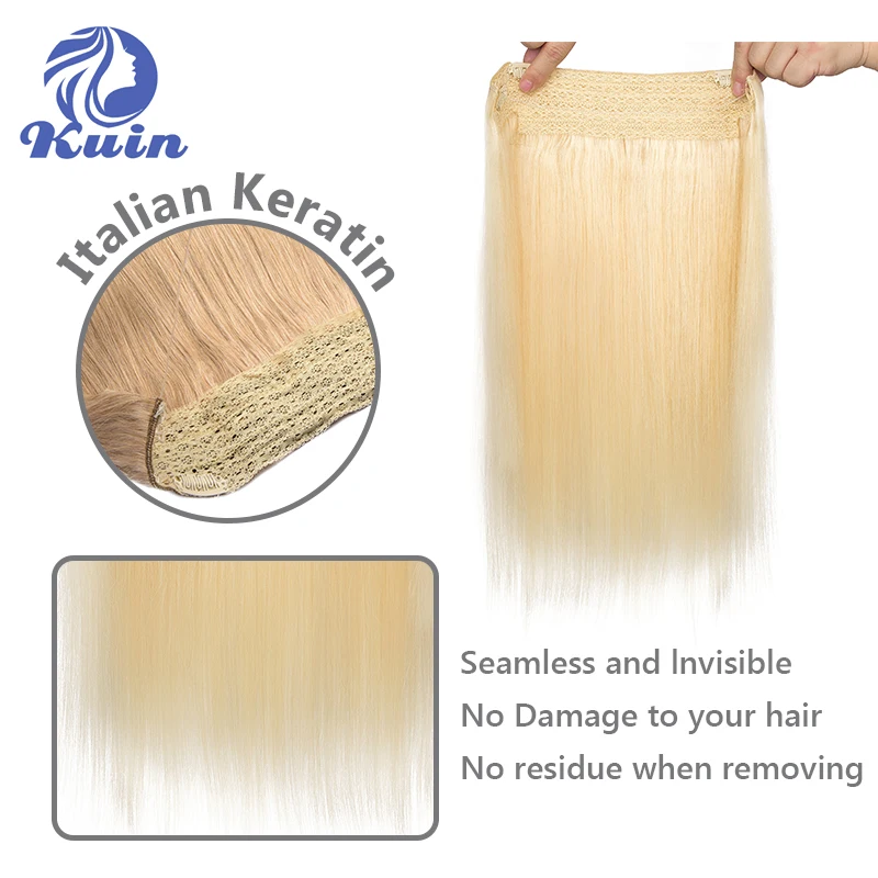 Straight Fish Line Human Hair Extension 100G Invisible Fishing Wire Clip in One Piece Seamless Natural Human Weft Free Shipping