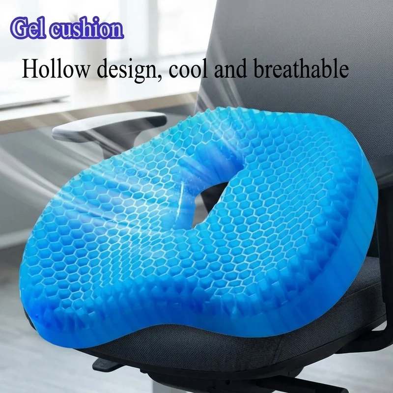 U-Shaped Gel Seat Cushion, Soft Ergonomic Chair Pad for Long Sitting, Breathable Comfort Support Cushion for Office Car Home