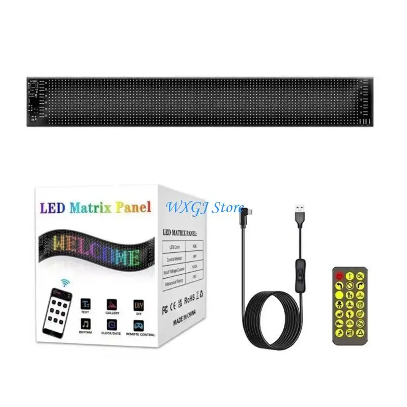 

37JE Programmable LED Sign Matrixes Panel, Flexible Bright Advertising Scrolling LED Sign,APP Control for Car Stores