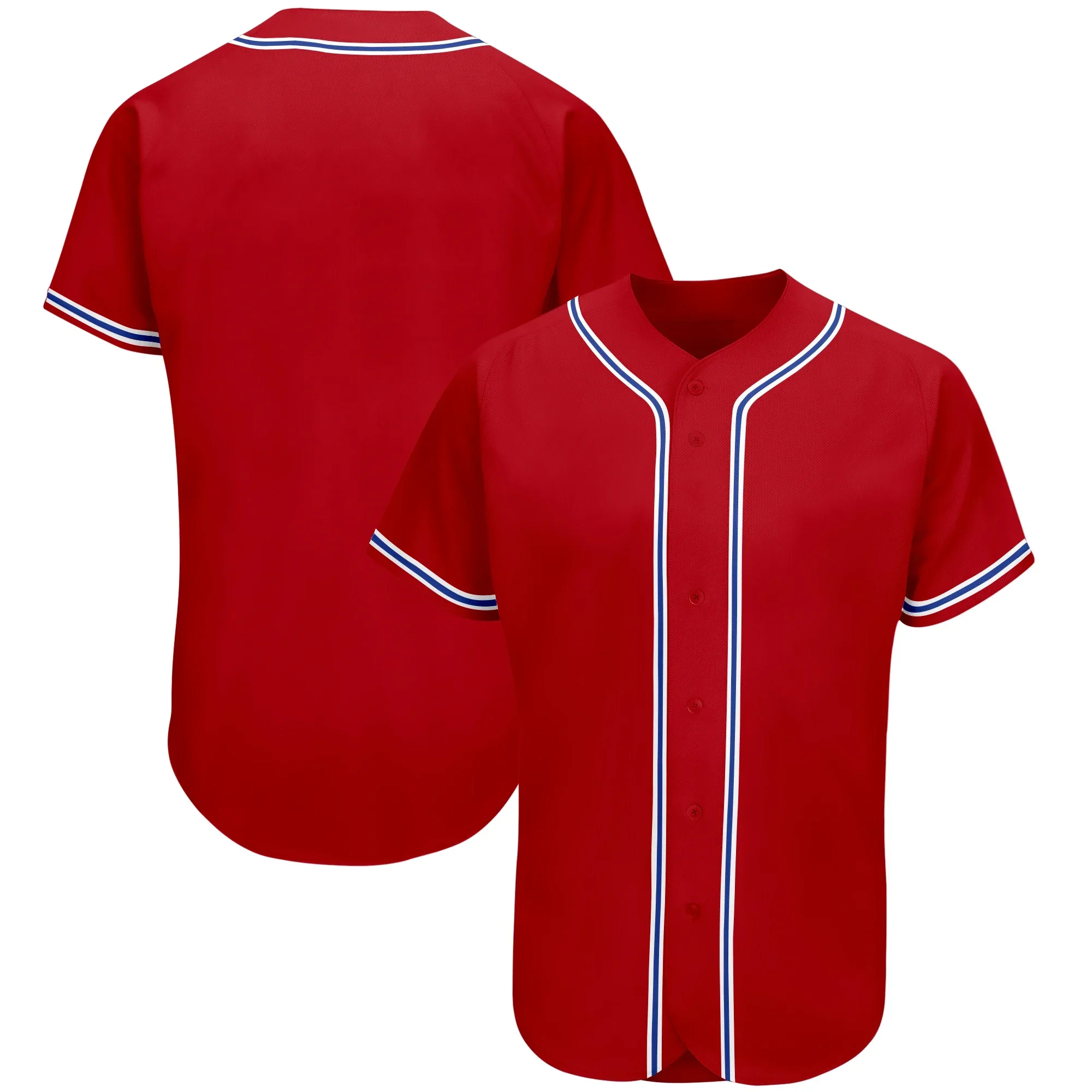 Custom Red Baseball Jersey for Team&Player Personalize Printing Baseball Jerseys V-Neck, Hip Hop Casual Men's Clothing Outdoor