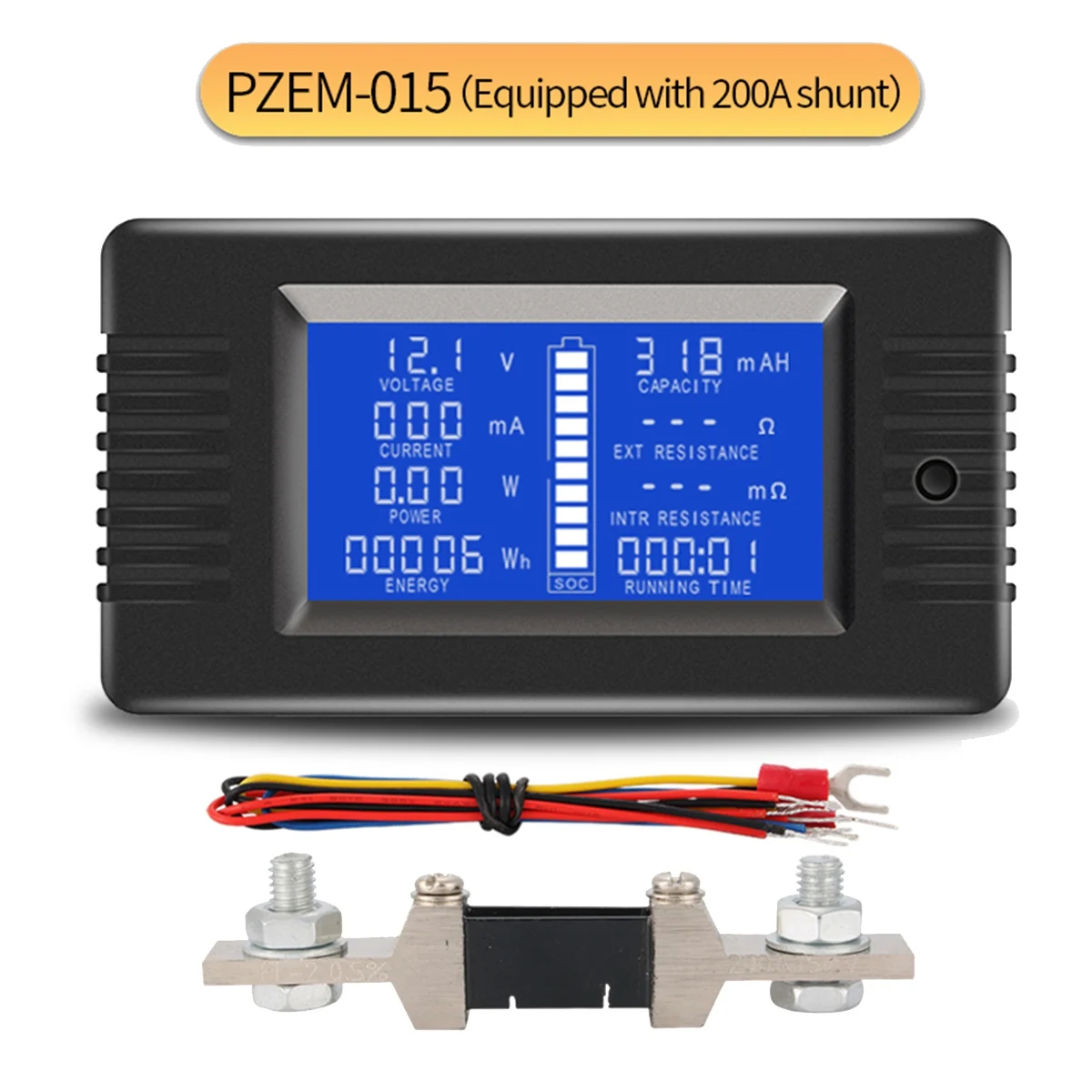 PZEM015 Digital DC 0-200V Voltage Current with 200A Shunt Car Battery Tester Voltage Meter Monitor 12V 24V 48V