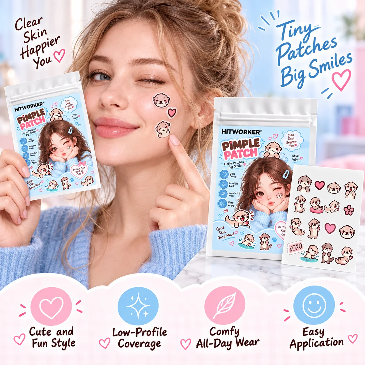 128pcs Hydrocolloid Pimple Patches, Star Shape Spot Cover Stickers, Iridescent Face Patch, Ultra-Thin Easy Peel Day Night Use