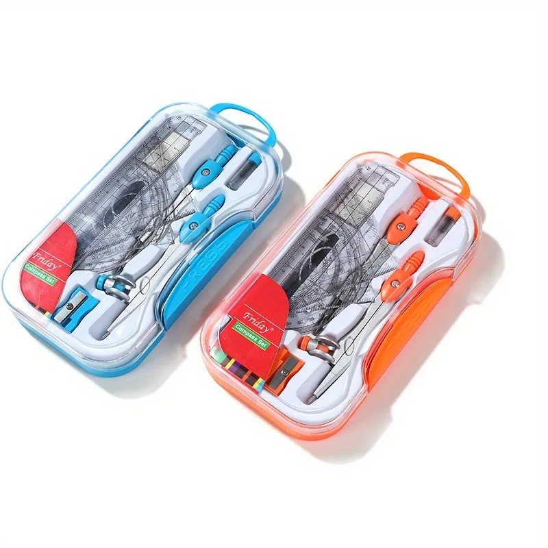 Kit de géométrie pour étudiants, 10 pièces, avec boussole, rapporteur et outils de dessin, matériau ABS Durable pour un usage quotidien au bureau