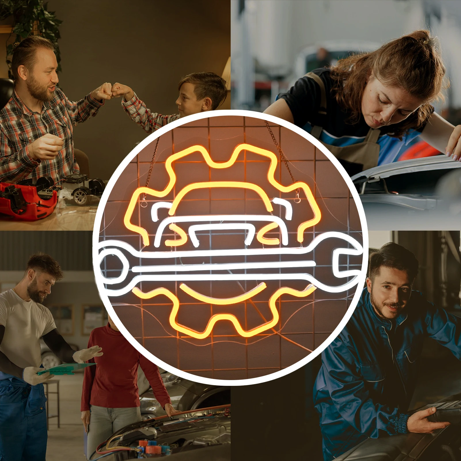 Carro Garagem Reparação Neon Signs Luzes LED, Decoração Do Quarto, USB Powered, Auto Car Repair Shop Parede Pendurado Luz, Decoração