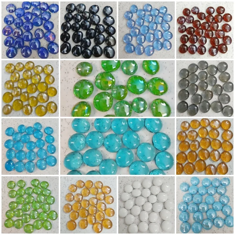 100g/3.52oz(Approx. 18-25pcs) Oblate Bead Glass Mosaic Tiles Colorful Round Mosaic Making Material Multi Diameter DIY Craft Tile