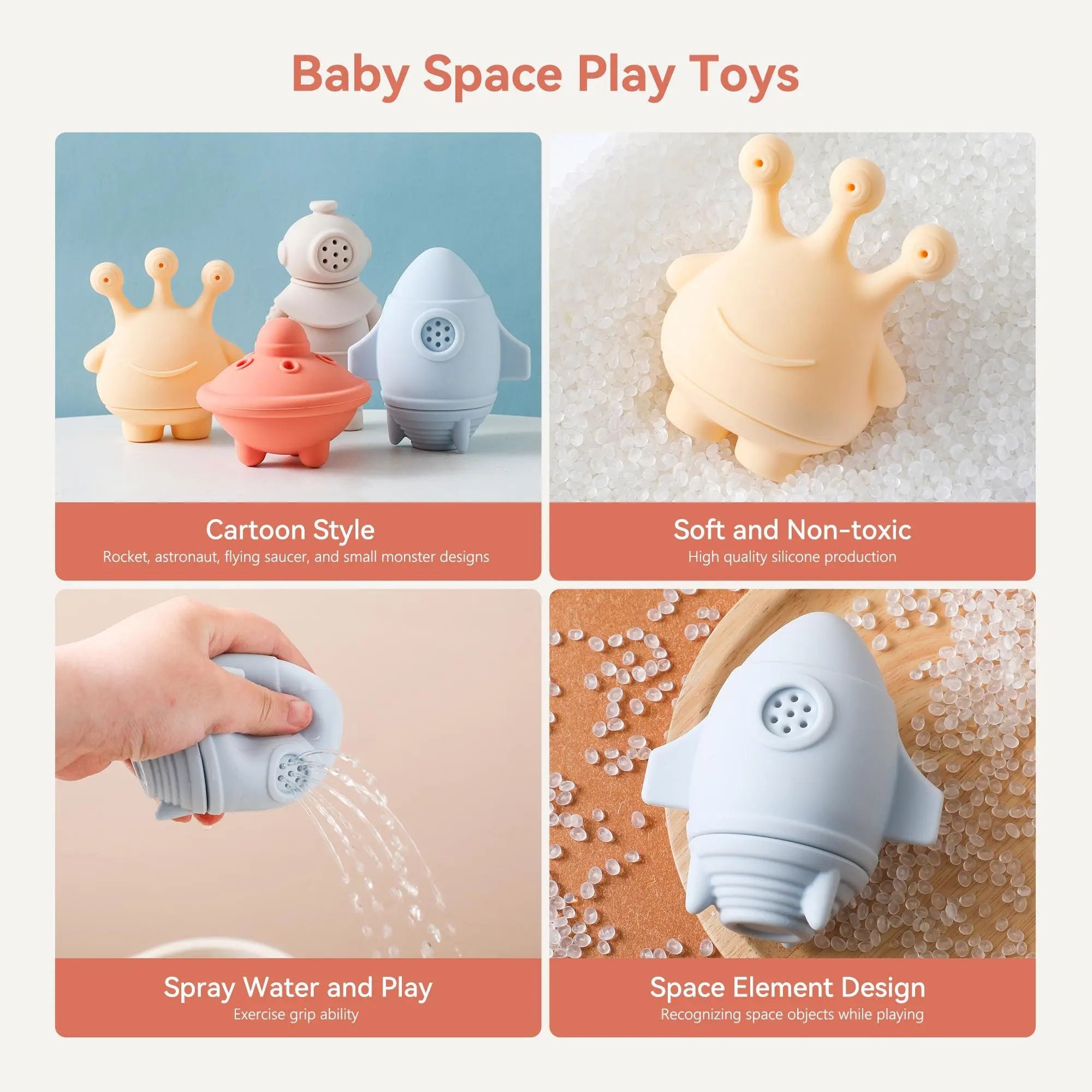 Silicone Baby Teething Toy, BPA-Free Food-Grade Teething Ring for 0-12 Months, Cartoon Bear Carousel Sensory Gift