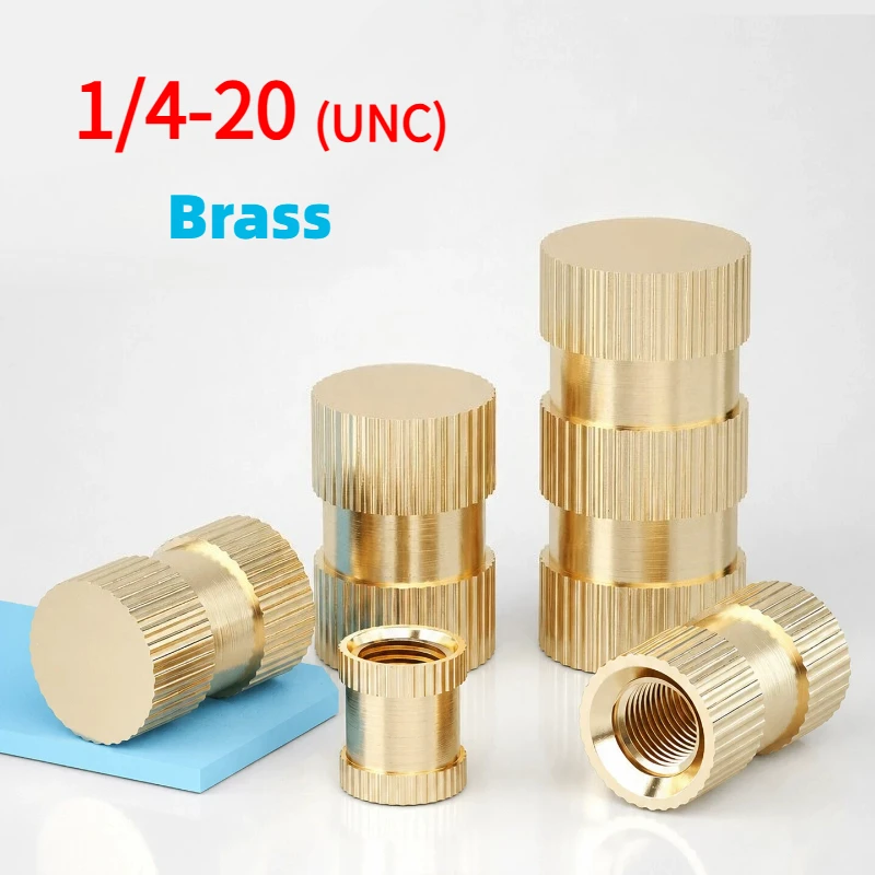 1/4-20 UNC Blind Brass Heat Insert Nut Hot Melt Molding Injection Embed Inserts Heating Insertnut For 3d Printer