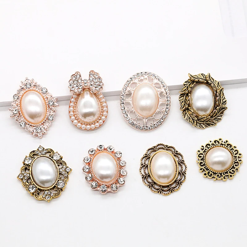 Hot a variety of gorgeous diamond Alloy jewelry Accessories Flat Back Imitation pearls Base Settings Wholesale Handmade Fitting