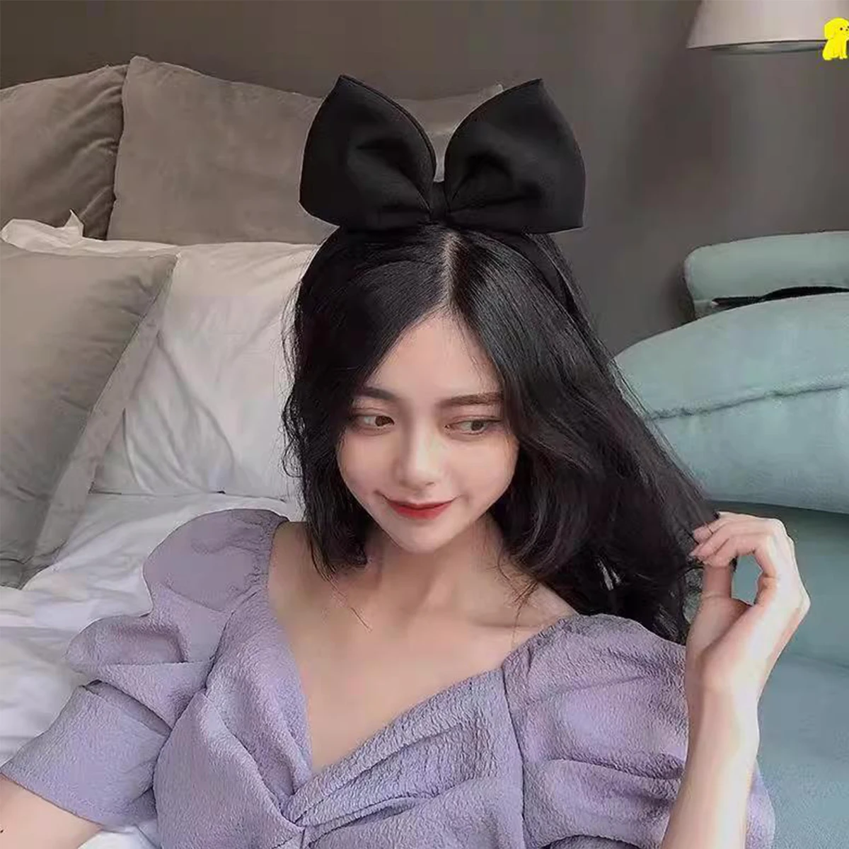 

1 шт. Модная черная широкая повязка для волос с бантом для женщин и девушек, аксессуар для волос для вечеринок