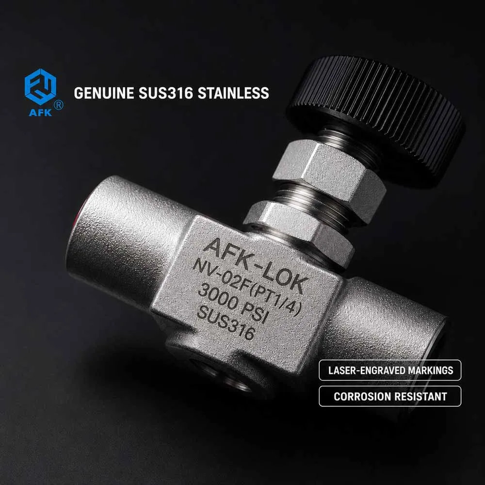 3000PSI Needle Valve Stainless Steel Gas NPT Female Multiple Sizes 1/8' 1/4' 3/8' 1/2' 3/4' for Gas Pipeline System