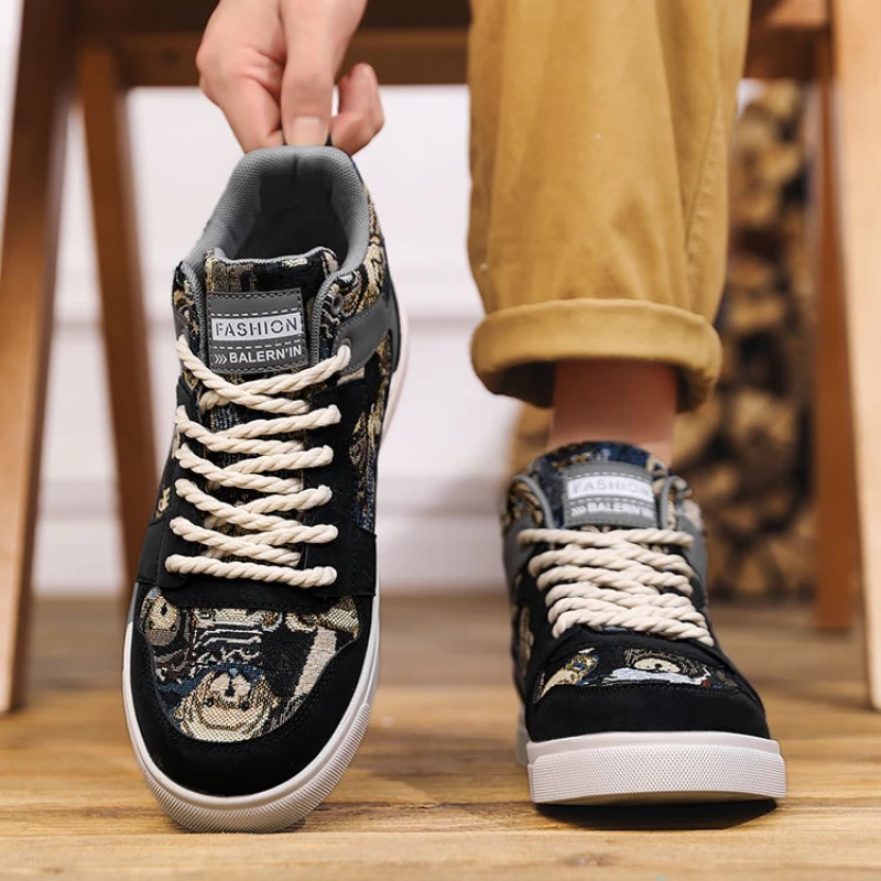 عالية قطع منصة الدانتيل يصل الأحذية الذكور ربيع الخريف يقدم العروض الأصلية عدم الانزلاق الأحذية مريحة الرجعية الكلاسيكية أحذية رجالية