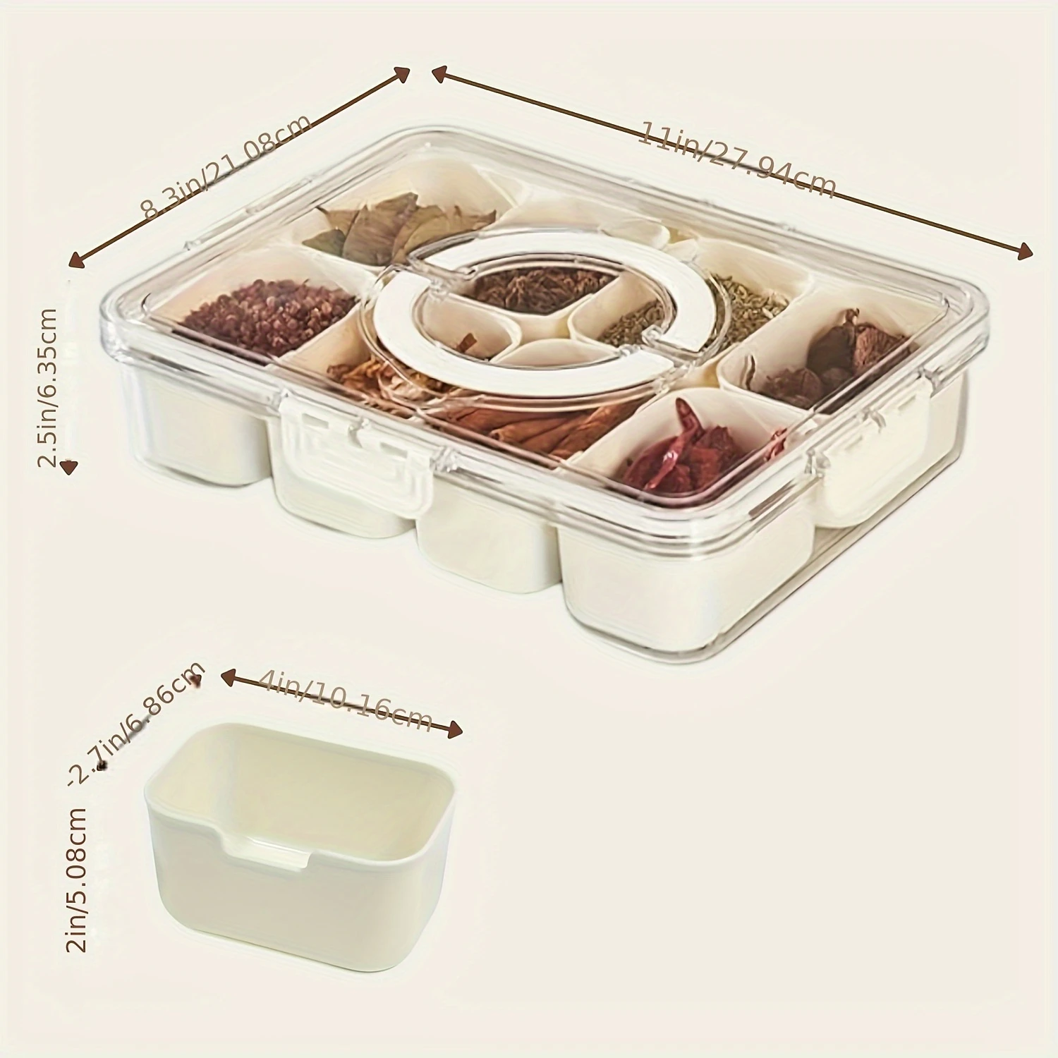 Portable Snack Box with 8 Transparent Compartments  Perfect for Picnics, Parties, and Travel - Food  and Candy  Container