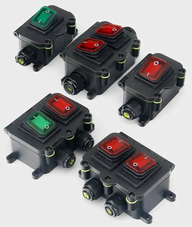 IP66 Waterproof DPST Rocker Toggle Switch Box Double Side Double Hole 15A/250V AC/DC 30A/250V Electronics Instrument Enclosure