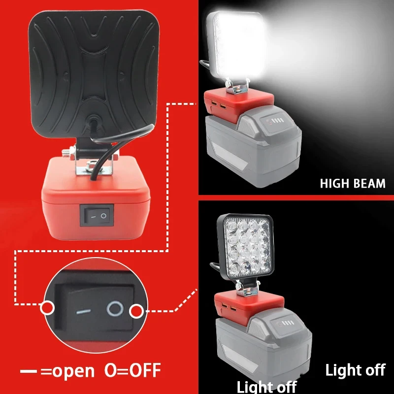 Led Light For Dewalt For Milwaukee For Makita For Bosch 18V Battery Spotlight Outdoor Work Fishing Handheld Emergency Tool Lamp