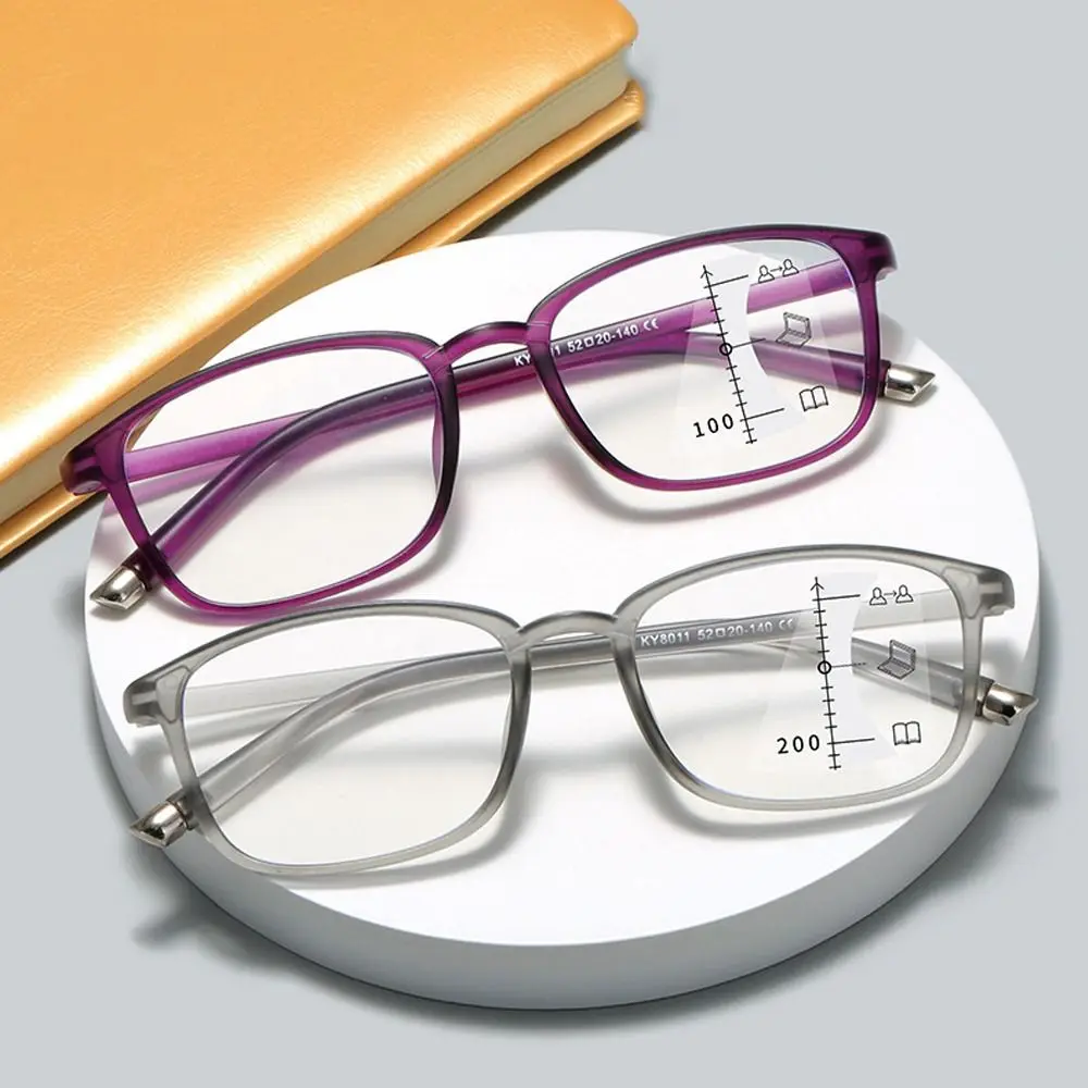 TR90 Multi-focus Reading Glasses Purple Frame Women Progressive Anti-Reflective Ultra-light Presbyopia Glasses +1.0 to +4.0