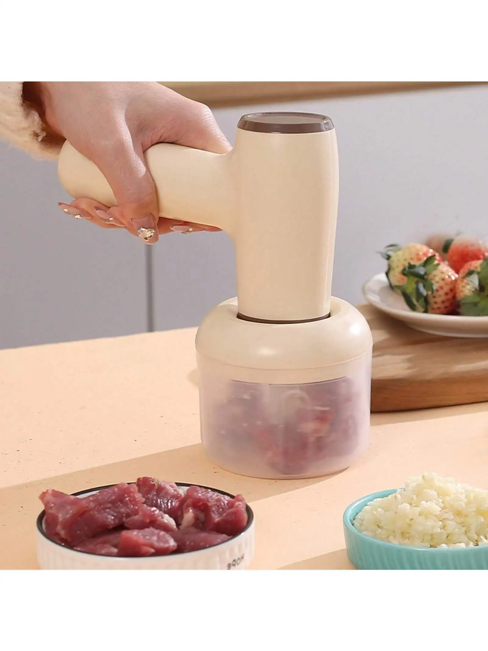 휴대용 무선 마늘 다지기 2개 세트 - USB 충전식 가정용 푸드 프로세서 - 휴대용 푸드 프로세서