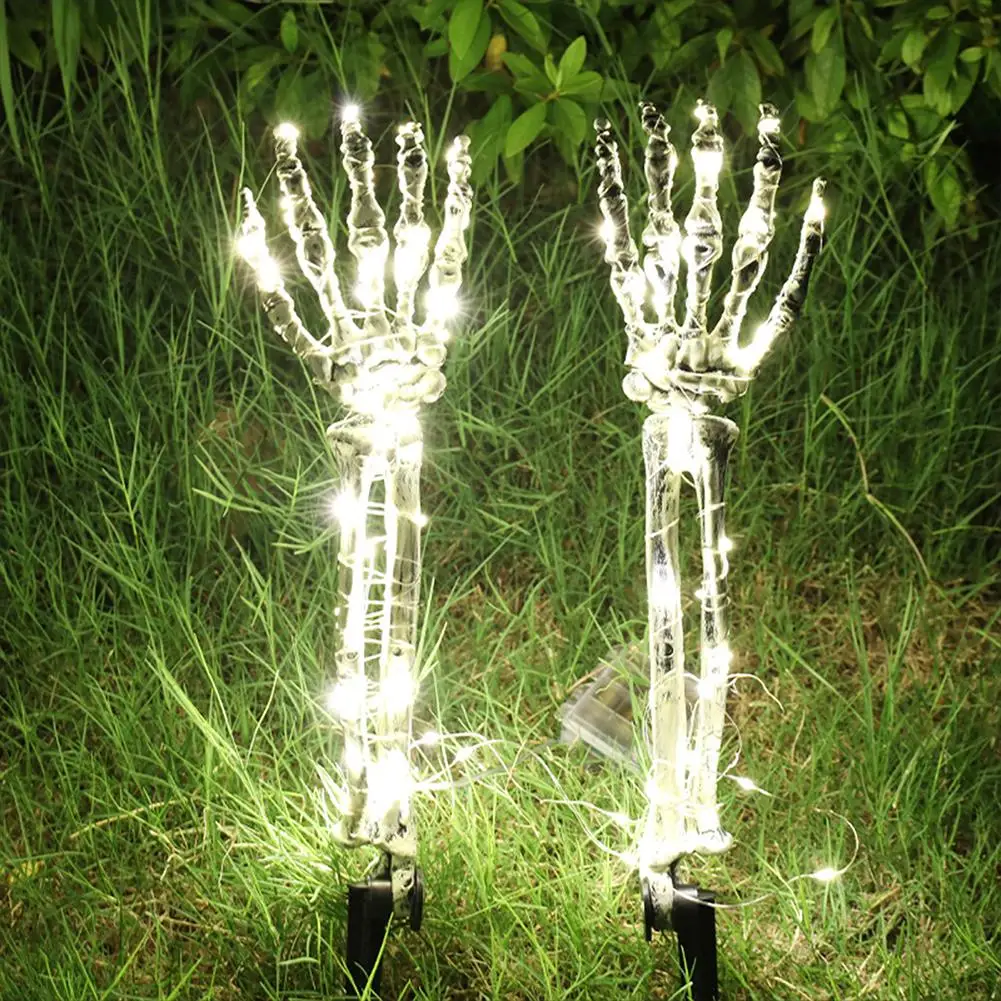 

Halloween Lighted Skeleton Arm Stake LED Battery Powered Skeleton Hands For Halloween Graveyard Outdoor Lights Decoration