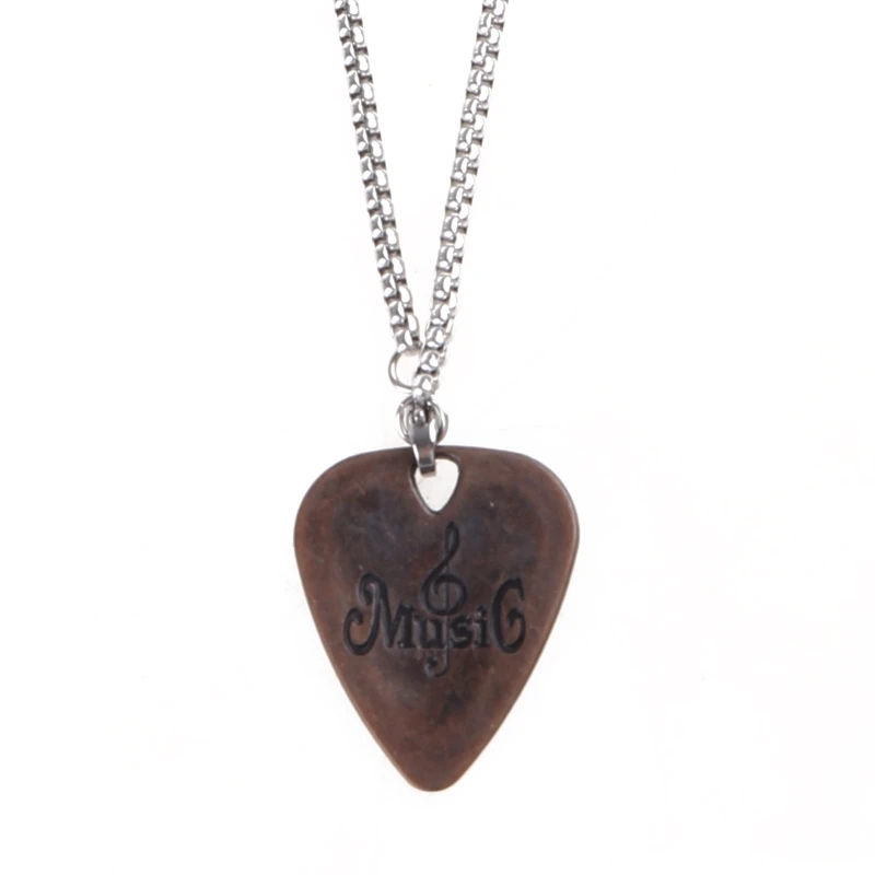 Heart Shaped Guitar Pick Pendant Necklace Men's Women's Necklace Metal Sliding Pendant Accessories Jewelry