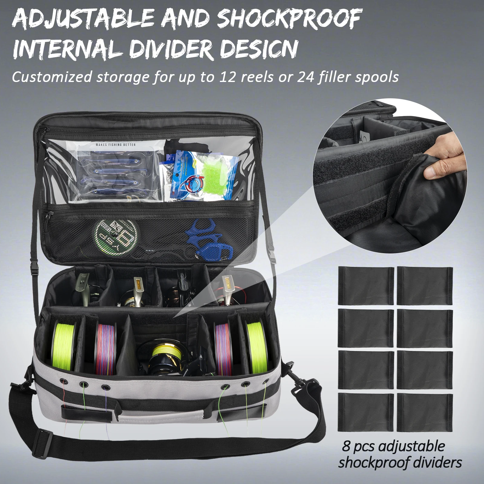 Estuche portacarretes THKFISH – Organizador ajustable multibolsillos - imagen 2