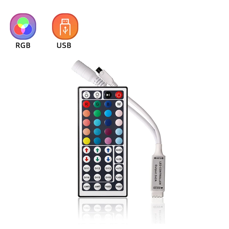 

RGB Controler 4pin Dimmable LED Lights Controller Smart 44Key Remote Contol Mini LED Controller 4 Pin 12V RGB Led Tape Light