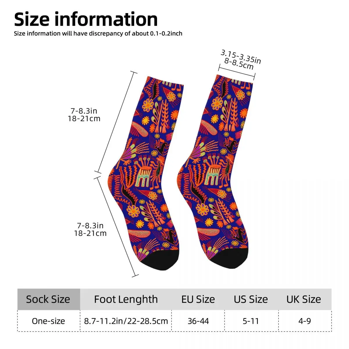 Funny Crazy Sock for Men Southwest Huichol Shaman Hunter Harajuku Pattern Printed Crew Sock