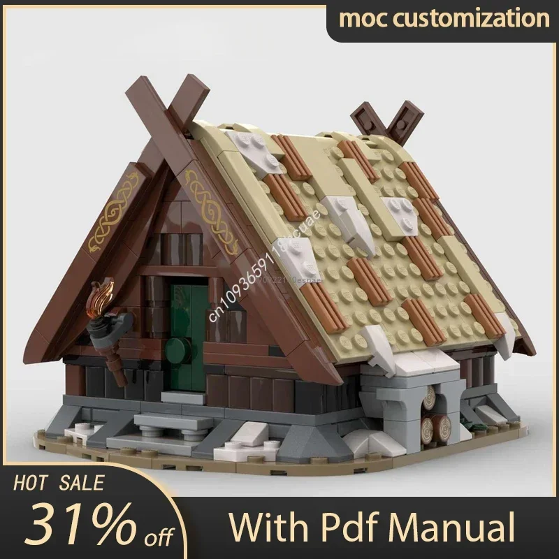 

428 шт. строительные блоки MOC Viking маленькая хижина сборная игрушка в подарок средневековая модель здания детские игрушки подарки