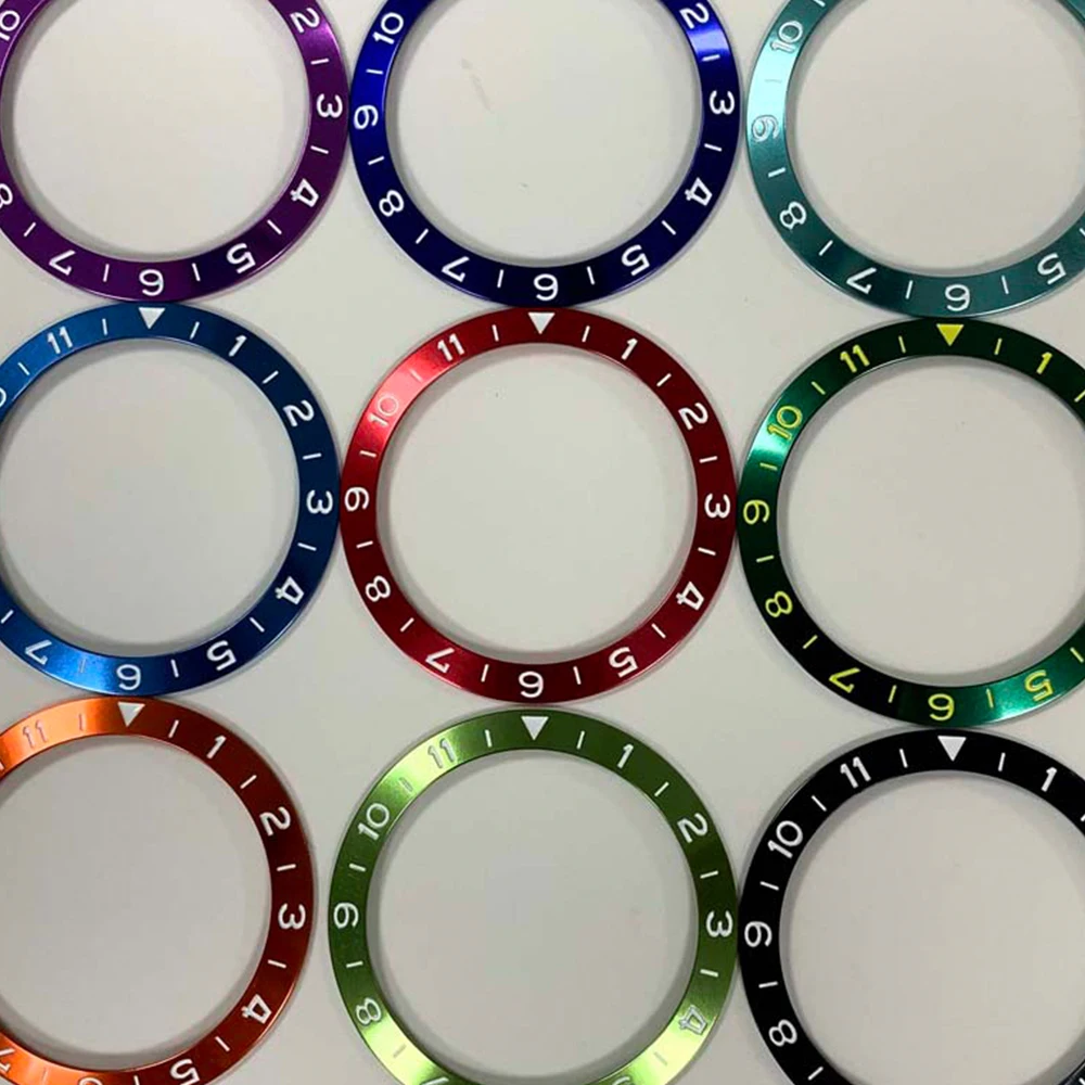 

38mm 30.5mm Oblique Bezels GMT 1-11 Numeral Watch Bezel Aluminium Ring Mouth Mechanical Watch Accessories Repair Parts
