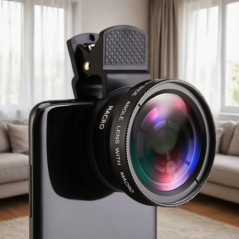 2 In 1 Mobile Phone Fish Eye Lens 0.45X Super Wide Angle Len 12.5X Macro HD Camera Lens Universal iPhone 13 12 11 Android Phone