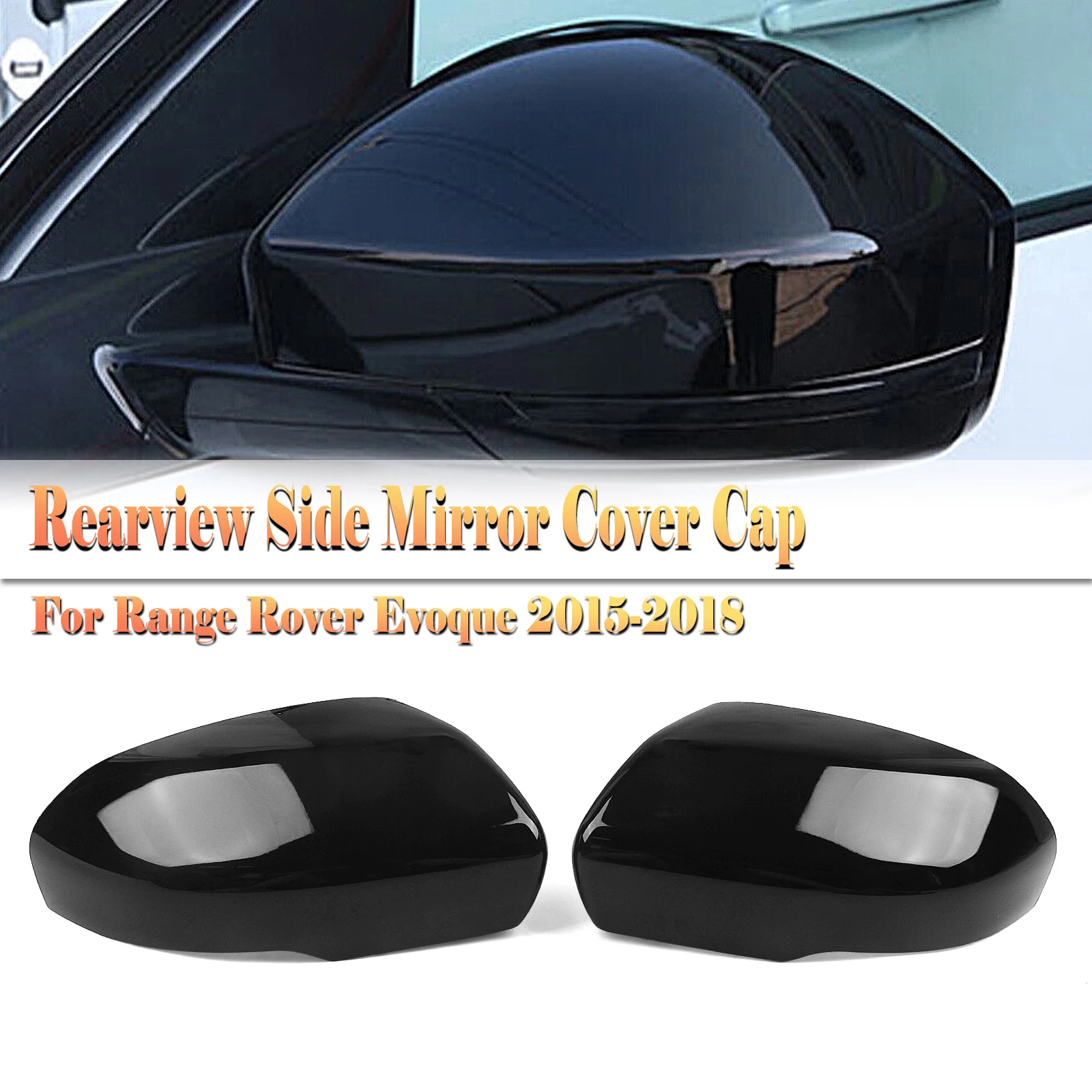 

Mirror Cover For Land Rover Range Rover Evoque 2014+ Velar Discovery Sport Freelander Gloss Black Rear View Rearview Shell Cap