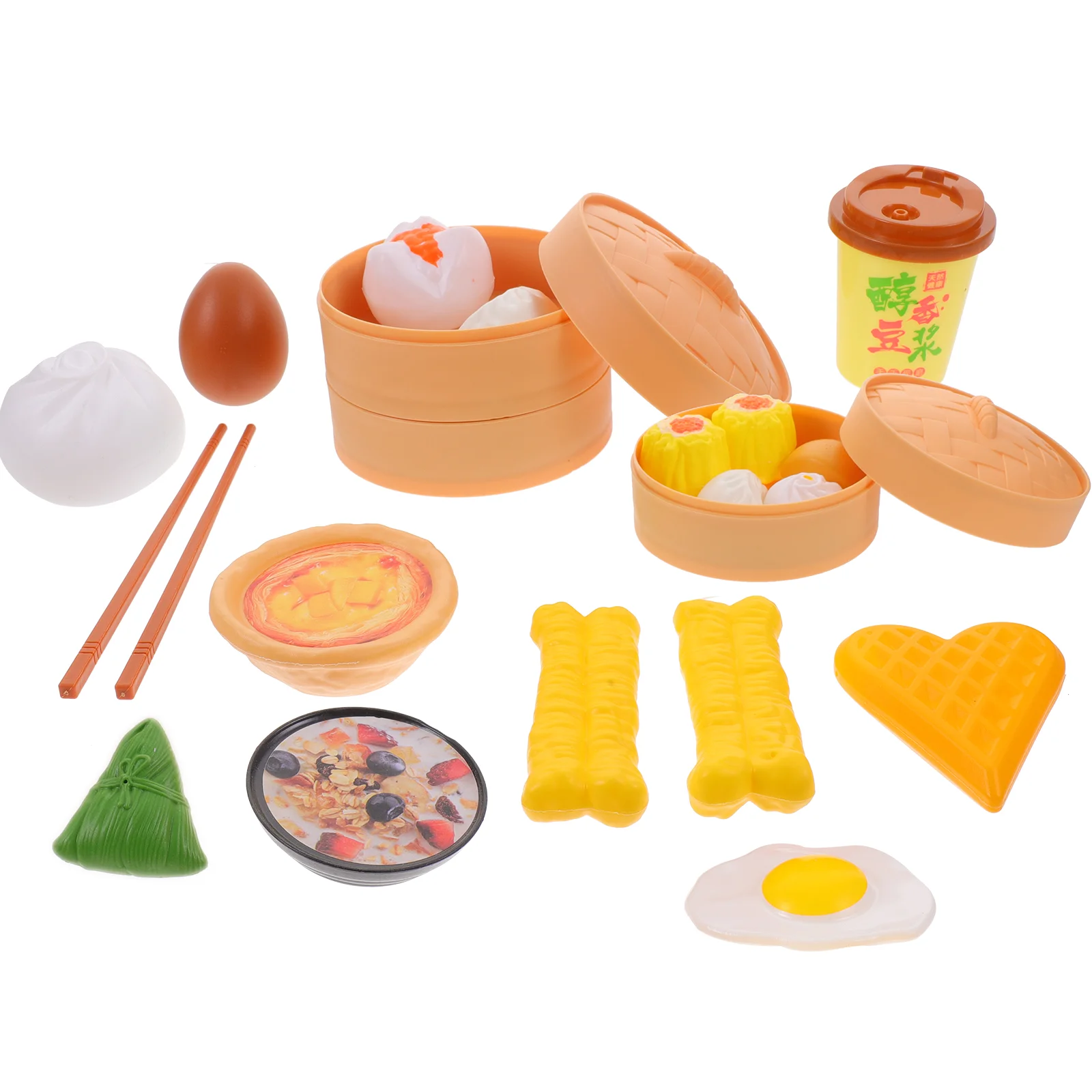 58Pcs Breakfast Play Food Plastic Food Cooking Toys Pretend Role Play Toys