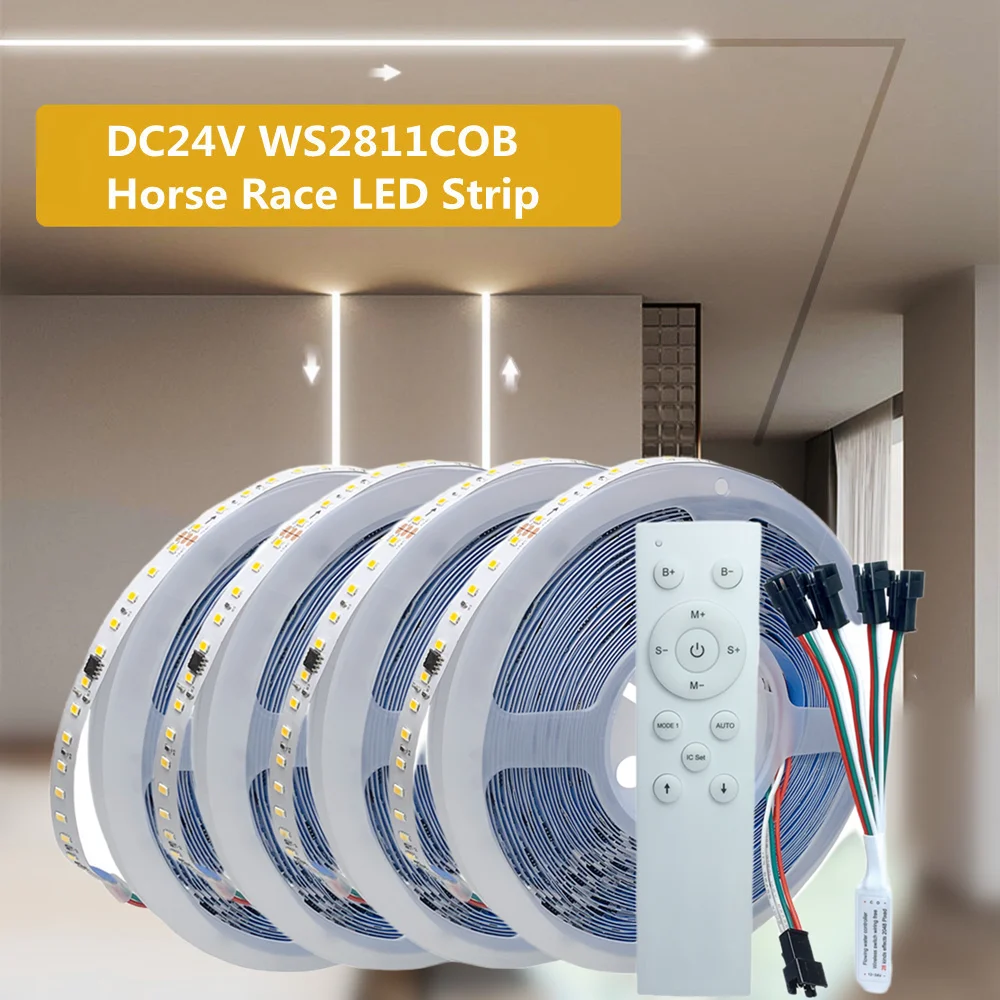 

DC24V WS2811 Horse Racing Running Water LED Strip Light 10M 20M 30M 40M Backflow Ribbon Reflux Lamp with RF Remote Controller