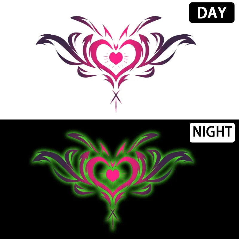 Love Summon Chest Temporary Tattoo Sticker Female Abdominal Sexy Glow in the Dark Waterproof Sweatproof Charm Body Art for Women