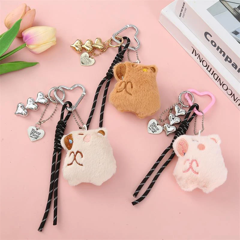 

Cute Soft Capybara Doll Stuffed Toy Pendant Keychain Braided Bag Accessory Gift