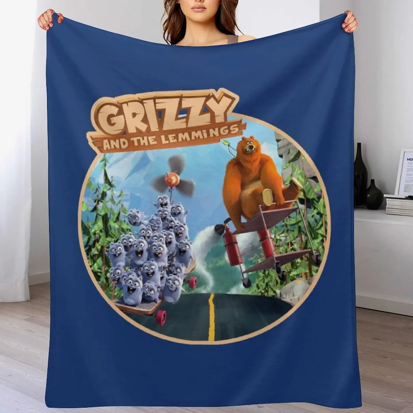 

grizzy and the lemmings Throw Blanket Cute Soft Big Cute Plaid Blankets